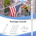 White Flag Poles for Outside House - 6ft Tangle Free Flag Pole for House,Heavy Duty Metal Flagpole Hardware for American Flags,Outdoor Flagpoles Residential for Porch,Car,Truck,Boat (without Bracket)