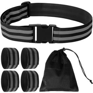PATIKIL High Visibility Reflective Bands for Wrist Arm Ankle Leg, Adjustable Reflective PT Belt with Armbands & Storage Bag for Women Men Night Running Walking Cycling