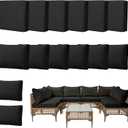14pcs Outdoor Patio Cushion Covers Replacement, 24" Zippered Outdoor Cushion Covers Waterproof, UV Resistant & Washable Patio Furniture Cushion Covers Waterproof for Patio Sectional, Covers Only Black