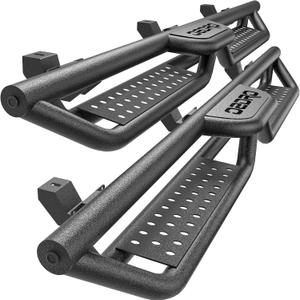 Two-Stairs Running Boards Compatible with 2018-2026 Jeep Wrangler JL 4 Doors, 6" Side Step Rails Coated Black Carbon Steel Nerf Bars