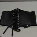 XZQTIVE Black Corset Waist Belt for Women, Wide Elastic Tie Waspie Belt for Dresses Small