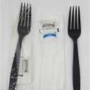 500 Kits Disposable Black Plastic Fork with Napkin and Salt/pepper packet, individually Wrapped, To-go (Fork)