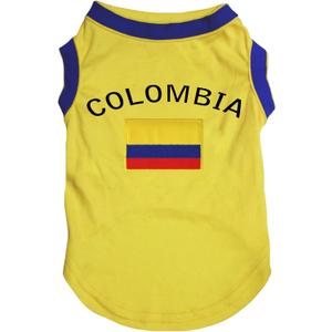 Petitebella Colombia & Flag Puppy Dog Shirt (Yellow/Blue Hem, XXX-Large)