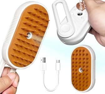 Spray Cat Brush for Shedding - Pet Grooming Brush with Steamer and Water Spray, Ideal for Cats and Dogs (New White)