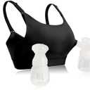 Hands Free Pumping Bra Hands-Free Breast Pump Bra Nursing Bras for Pumping Adjustable Breast-Pumps Holding and Nursing Bra (US, Alpha, Medium, Regular, Regular, Black) Medium