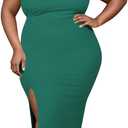 One Shoulder Dresses for Women Sexy Bodycon High Waist Slit Midi Pencil Dress, Size 7