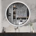 Niccy 28" Round LED Bathroom Backlit Mirror with Lights, Black Frame Lighted Bathroom Vanity Mirrors for Wall Circle Mirrors with Anti-Fog, Light Up Mirror 3 Color ShatterProof