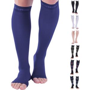 Doc Miller Open Toe Compression Socks for Women & Men 30-40 mmHg Knee High, Toeless Design for Circulation Support, Swelling Relief, Varicose Veins, Breathable Fit for Travel, Work, Daily Wear, 1 Pair