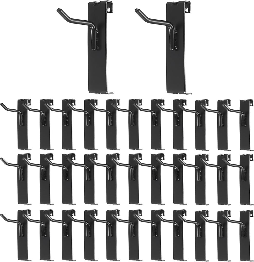 Sumnacon Grid Wall Hanging Hooks 35 Pcs Hooks for Grids Wall Notch 2 Inch Black Grid Walls Hangers, Sturdy Metal Display Hook for Craft Show, Retail Store, Home Dispaly