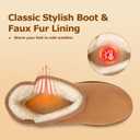 Winter Mini Boots for Women: Faux Fur Lining Ankle Snow Booties With Fluffy Trim and Buckle Decor Warm Slip On Comfort Shoes (8, Chestnut-flat)