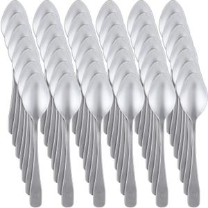 Nuogo 500 Pcs Silver Plastic Mini Spoons 3.7inch Disposable Desserts Spoon Heavy Duty Disposable Spoons Bulk for Coffee, Ice Cream, Cake, Weddings, Party