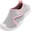 GUBARUN Toddler Girls Boys Sneakers Kids Lightweight Tennis Shoes Breathable(Grey Pink-5 Toddler)