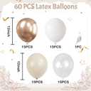 Champagne Gold White Balloons, 60 PCS Metallic Gold Cream Clear Balloons, Nude White Sand Beige Transparent Balloon for Neutral Birthday Boho Wedding Anniversary Engagement Baptism Party Decorations