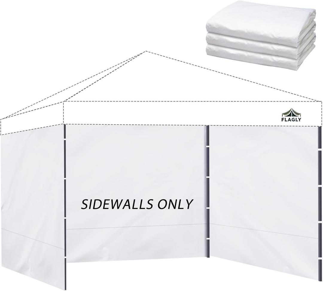 Instant Canopy Sidewalls for 10x10 Pop Up Canopy Tent, 300D Waterproof Material for Outdoor Events, Vendor Booths, and Privacy (Sidewalls Only, Canopy Not Included) (White)