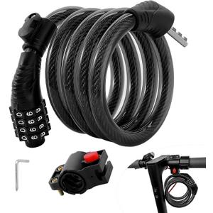 E Scooter Lock, Bike Combination Cable Locks Compatible with Xiaomi M365/Max/GXL/Ninebot/Segway/Motor/Bicycle Lock 4 ft Long/0.472In Scooter Anti-Theft Ideal 4 Digit/12 Steel Cable (light-black)