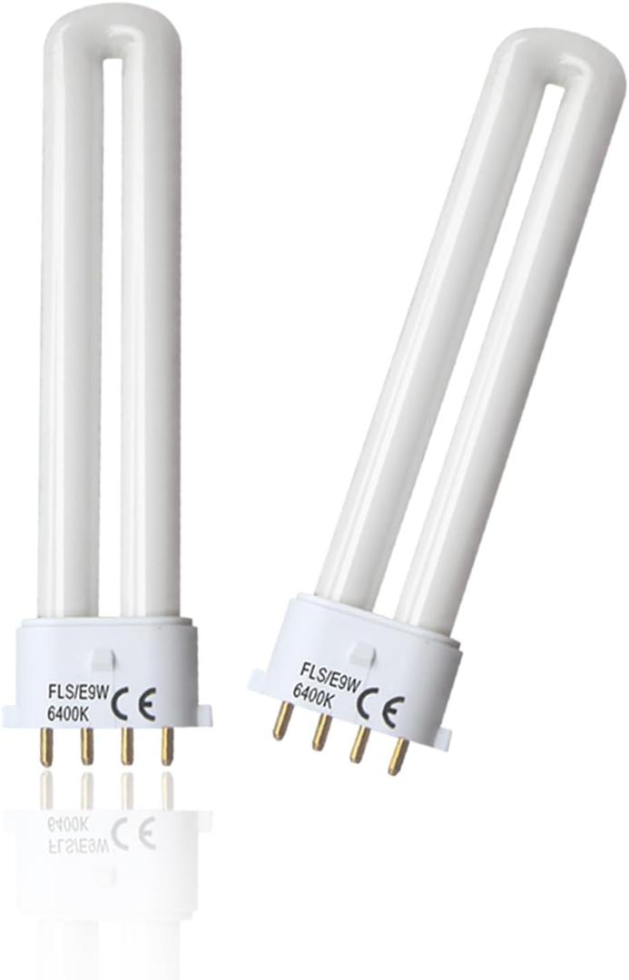 (2PACK) FLS/E9W Fluorescent Bulb,Replacement for Camping Lantern Bulb,4 Pin 2G7 Base,5.5 inch Special Size,6400K