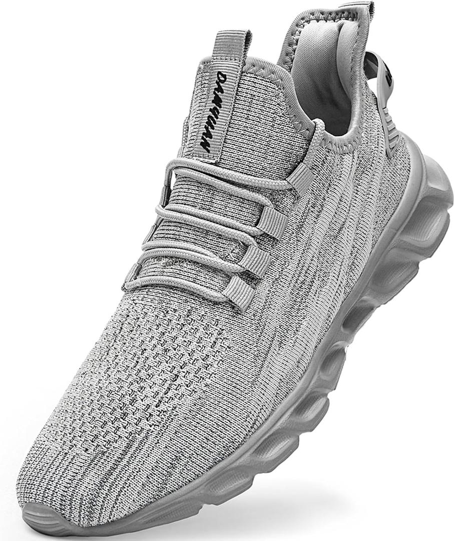 Sneakers for Men Running Casual Lightweight Tennis Shoes Walking Athletic Gym Workout Shoes Summer (8, Grey)