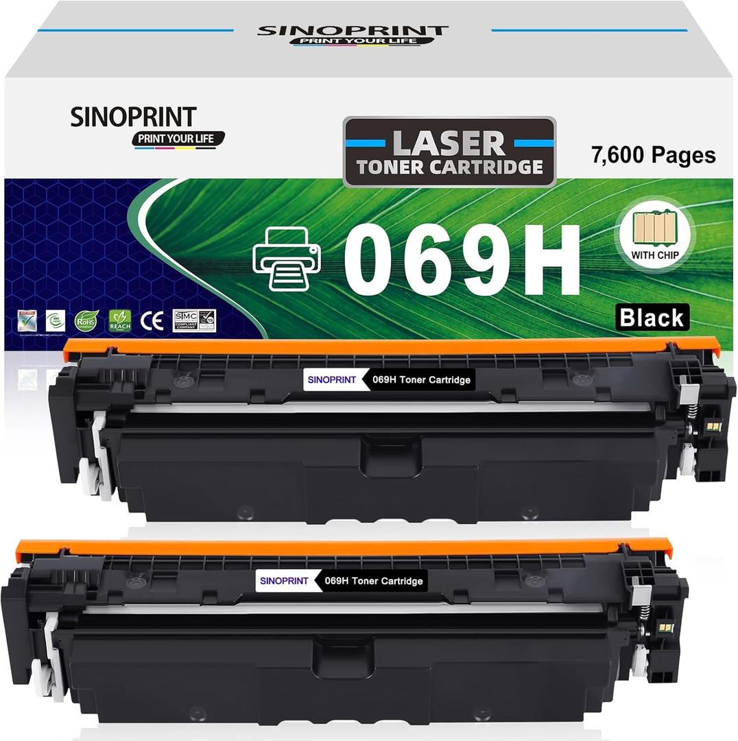 069H 069 Black Toner Cartridge Replacement for Canon 069H Toner Cartridge for Canon imageCLASS MF753Cdw MF751Cdw LBP674Cdw Series Printer Ink High Yield 7600 Pages 2-Pack Black