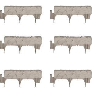 8 PCS Suncast Interlocking Border Edging - Stone -Like Poly Construction for Garden, Lawn, and Landscape Edging - Water Resistant Border for Containing Trees, Flower Beds and Walkways - Light Taupe -Gray