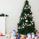 6 ft Christmas Ball Ornament Garland Christmas Bauble Hanging Ornament Neutral Velvet Bulb Ball Garland for Xmas Tree Table Mantel Staircase Indoor Outdoor Decor(White, Brown, Green)