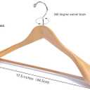 Nature Smile Luxury Natural Wooden Suit Hangers - 6 Pack - Wood Coat Hangers,Jacket Outerwear Shirt Hangers,Glossy Finish with Extra-Wide Shoulder, 360 Degree Swivel Hooks & Anti-Slip Bar with Screw