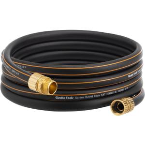 Giraffe Tools Garden Hose 5/8" Custom Length, No Kink, Flexible, Leakproof Water Hose, 600 Burst PSI, 15ft Male Female Fittings,Black Orange
