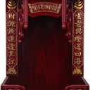 Wooden Buddha Display Cabinet Shelf for Home Feng Shui Decor, Tabletop or Wall Leaning Statue Holder with Pull-Out Tray, Chinese Style