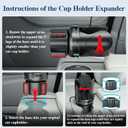 Car Cup Holder Expander, Cup Holder Extender Adapter with Expandable Arm and Adjustable Base, Compatible with Yeti Ramblers 14-64oz, Hydro Flasks 18-64oz Most Coffee Mugs Bottles & Cups