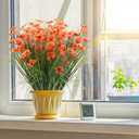 12 Bundles Artificial Flowers for Outdoors Fake Silk Flowers UV Resistant No Fade Plastic Flowers for Spring Summer Outside Garden Porch Window Box, Indoor Table Vase Home DecorSunset Red (Orange)