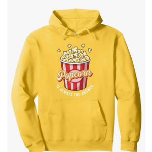 Funny Popcorn Themed for Men Women Adults Kids Popcorn Lover Pullover Hoodie, Size S