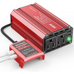 300W Power Inverter 18V to 110V Compatible with Milwaukee Battery: VoLtTech Battery Inverter DC Charger Adapter with 2 AC Outlet & 2 USB Port for Car, Vehicles, Laptop, Computer, Phone, Fan