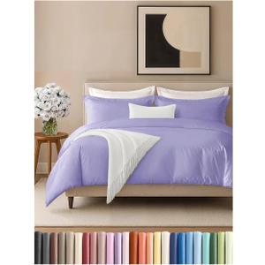 Duvet Cover Full Size Set - Extra Soft Full Size Duvet Cover 80 x 90 with 2 Pillow Shams - Hotel Luxury Easy Care and Fade Free with Zipper Closures & Ties - Comfy Breathable Bedding Set (Lavender) (36 - Lavender (No Comforter))