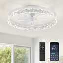 ZMISHIBO 19.7" Ceiling Fans with Lights, Low Profile Ceiling Fan and Remote, Flush Mount Ceiling Fans, Stepless Dimmable LED Light, White Fixtures for Bedroom, Living Room