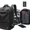 BYED Vacuum Backpack Travel-Expandable Compression Backpack with Air Pump,Usb,Tsa Lock, Air Backpacks with Removable Vacuum Bag,Carry On Vacpack for Men and Women (Modern Black)