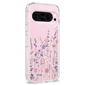 Case for Pixel 9 Case Clear with Design Soft TPU Shock Absorption Slim Embossed Pattern Protective Back Cover (Flower Bouquet)
