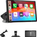 CarPlay Screen for Car, 9'' Wireless CarPlay & Android Auto - Smart Portable Touchscreen with Bluetooth/FM, Mirror Link, Voice Control, GPS Navigation, Hands-Free Calling, Plug & Play Car Play Screen
