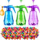 Junkin 3 Pcs Water Balloon Pump with 1000 Balloons, 3 in 1 Air and Water Balloon Inflator Portable Filling Station for Summer Themed Parties, Random Color