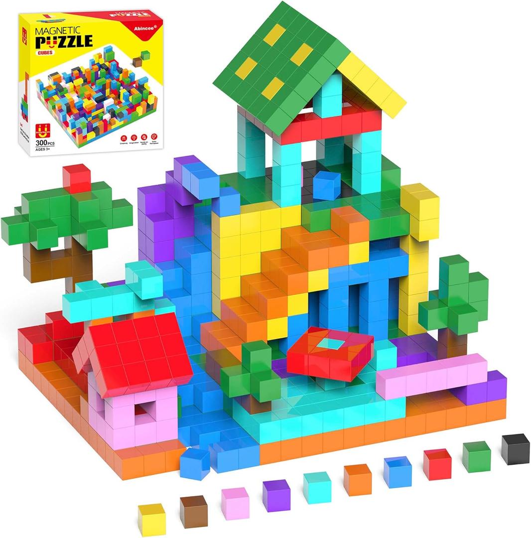 300PCS Magnetic Blocks Set, STEM Montessori Magnetic Building Toys for Toddlers  Sensory Learning Toys, Birthday for Kids Aged 3-8 (300pcs)