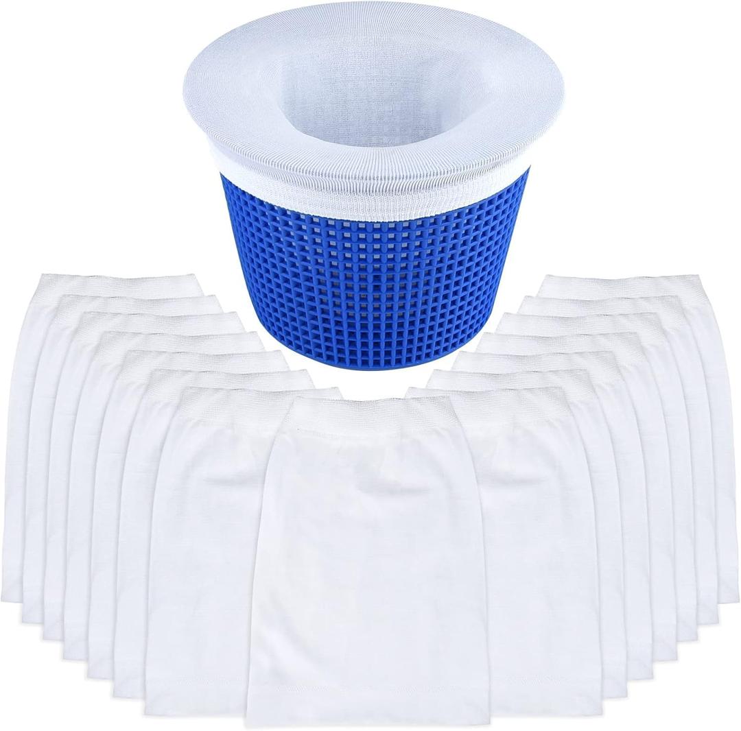 40 Pack Pool Skimmer Socks, Well Elasticity Pool Filter Socks for Skimmer Baskets, Fine Filtration Skimmer Socks for Inground or Above Ground Pools, Fine Mesh Leaf Pollen Catcher for Swimming Pool