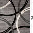 Rugshop Wavy Circles Design Area Rug, Carpet with Jute Backing for Kitchen, Entryway, or Office, Gray, 4' x 6'