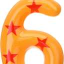 Conelist Number 6 Anime Theme Dragon Birthday Candle Yellow and Red Stars Print Candle Numeral Cake Topper for Boys' and Husband Theme Birthday Decoration Supplies