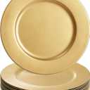ZEAYEA 12 Pack Gold Charger Plates, 13 Inch Plastic Round Dinner Charger Plates for Wedding Party, Elegant Tabletop Decor