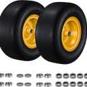 13x5.00-6 Flat-Free Solid Lawn Mower Tires 2-Pack | 500 lbs Capacity | 3/4" & 5/8" Bearing/Bushing | Fits Zero Turn Front, Riding Mowers & Tractors | Residential/Commercial Yellow Wheels