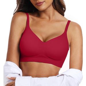 OEAK Womens Wireless Jelly Bras Comfortable Push Up Bra No Underwire Gel Bra Full Support Lift Everyday Seamless Tshirt Bras, Size: Large