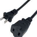 Short Extension Cord 2 Foot, 18 AWG Small 2 Prong Power Cord Cable, Black Male to Female Outlet Saver for Indoor Use, 2 Ft AC Power Extensions Cable with NEMA 5-15P to NEMA 5-15R Connector