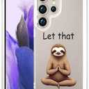 Compatible for Samsung Galaxy S24 Ultra Case Clear Cute for Women - Rugged Phone Cases Funda Protector Cover Skin (Brown Bradypod Sloth Meditating)