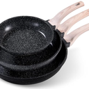 CAROTE Non Stick Frying Pan Skillet Set, Omelet Pan, Healthy Non Toxic Granite Chef Pan, Induction Compatible Egg Frying Pan with Heat-Resistant Handle, PFOA-Free,Grey, 8"+10"+12"