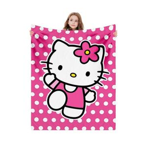 Kitty Silk Flannel Fleece Throw Blanket, Soft Plush, 40 x 60 Inch, All Seasons Blanket for Couch, Sofa, Bed, Camping, Travel (Pink-1)