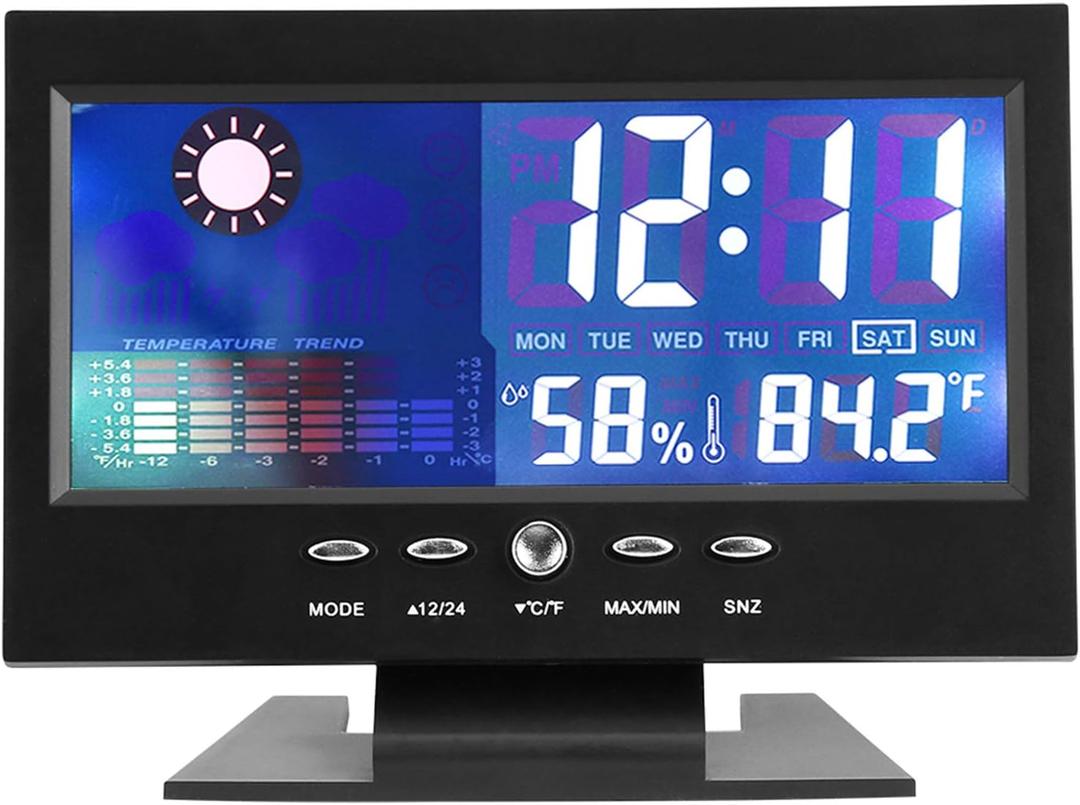 Temperature Humidity Clock with Alarm, Calendar, Weather Forecast for Home