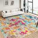 CAROMIO 8x10 Area Rug for Living Room, Colorful Modern Abstract Washable Rug with Non-Slip Backing, Ultra-Thin Soft Large Area Rug for Bedroom Dining Room (Colorful Multi, 8'x10')
